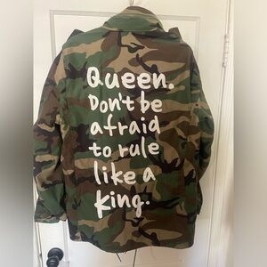 Mess in a Bottle Queen, Don't Be Afraid to Rule Like a King Fatigue Army Jacket